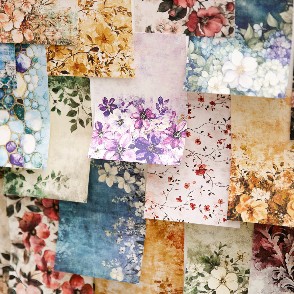 20 Sheets Floral Scrapbook Paper FGHJ