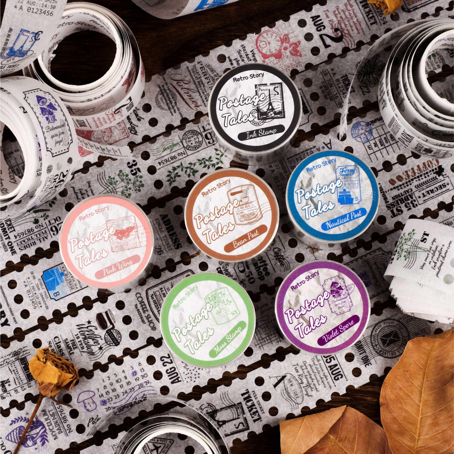 1 Roll Vintage Postage Stamp Stickers Tape YJTJ