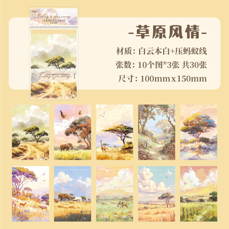 30 Sheets Watercolor Painting Scrapbook Paper JRLC