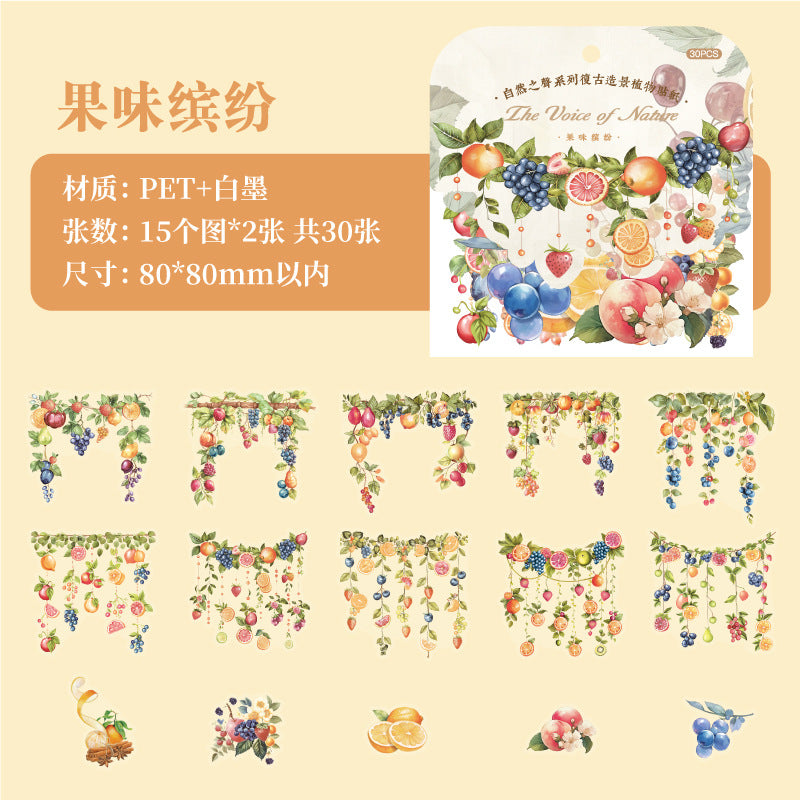 30 Pcs PET Flower Vine Stickers ZRZS