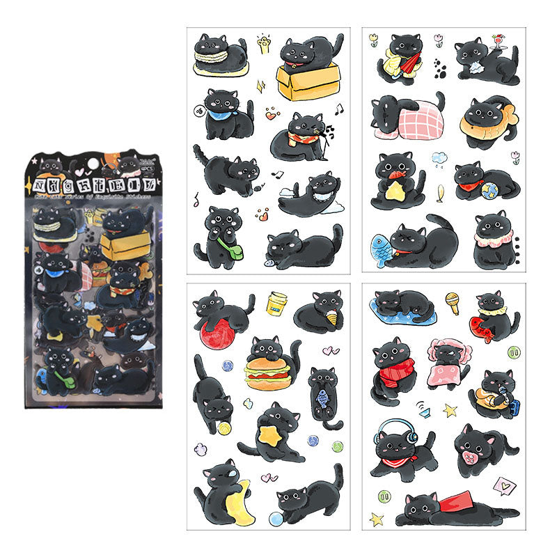 4 Pcs Kawaii Cartoon Cats PET Stickers - Little Elf