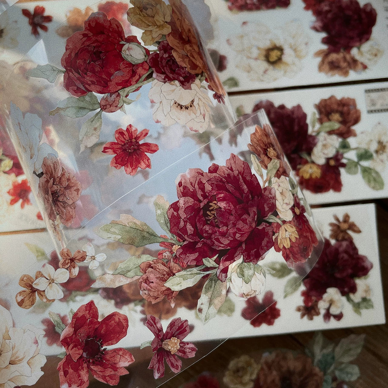 Floral Decorative Tape Rolls- Cinnabar