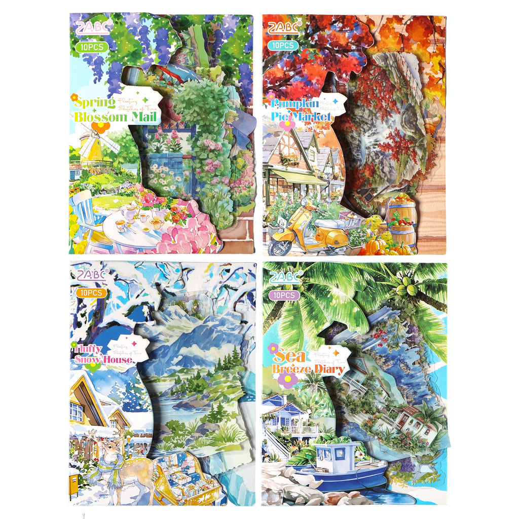 10 Pcs Seasonal Landscape PET Stickers SSQH