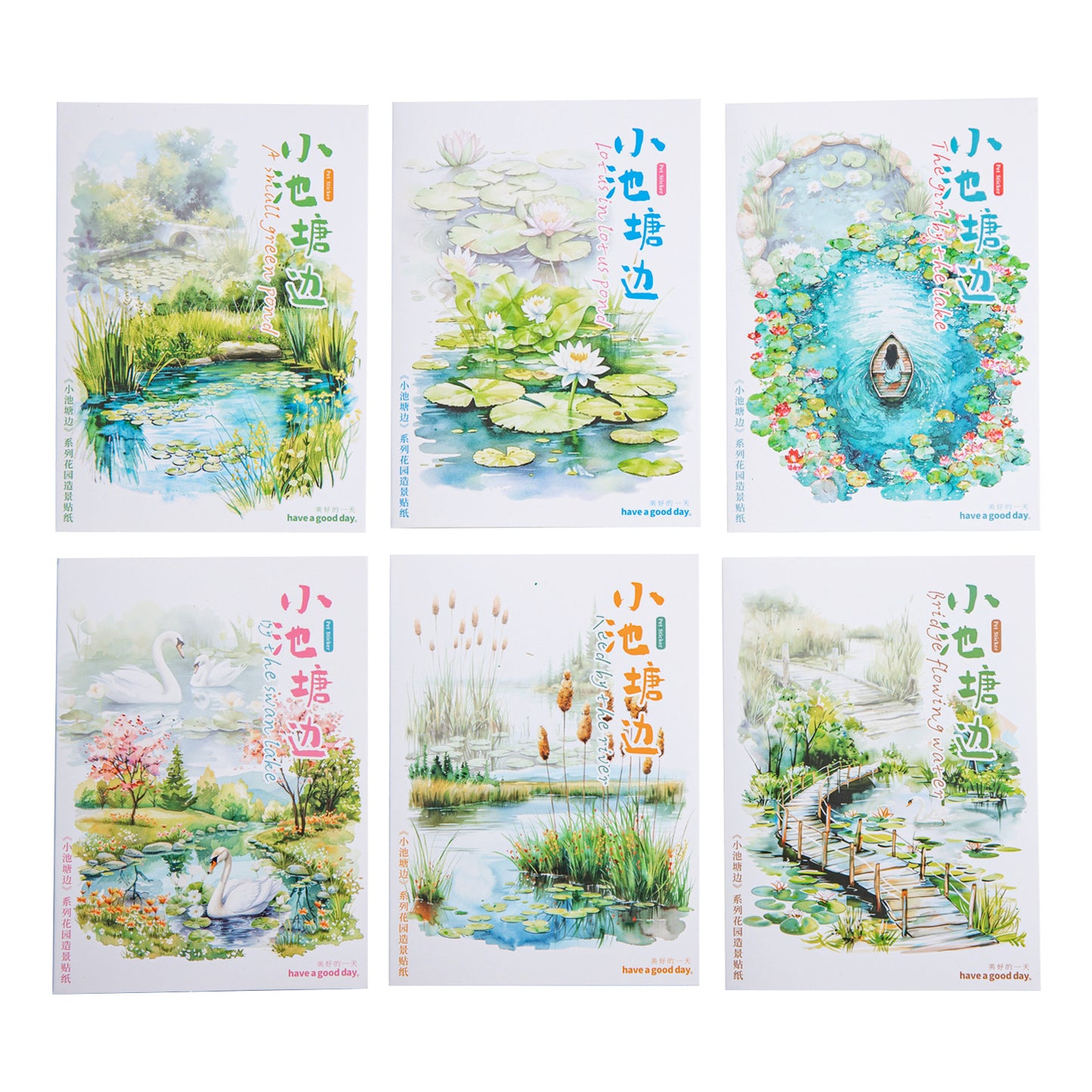 10 Pcs Pond Theme PET Stickers XCTB