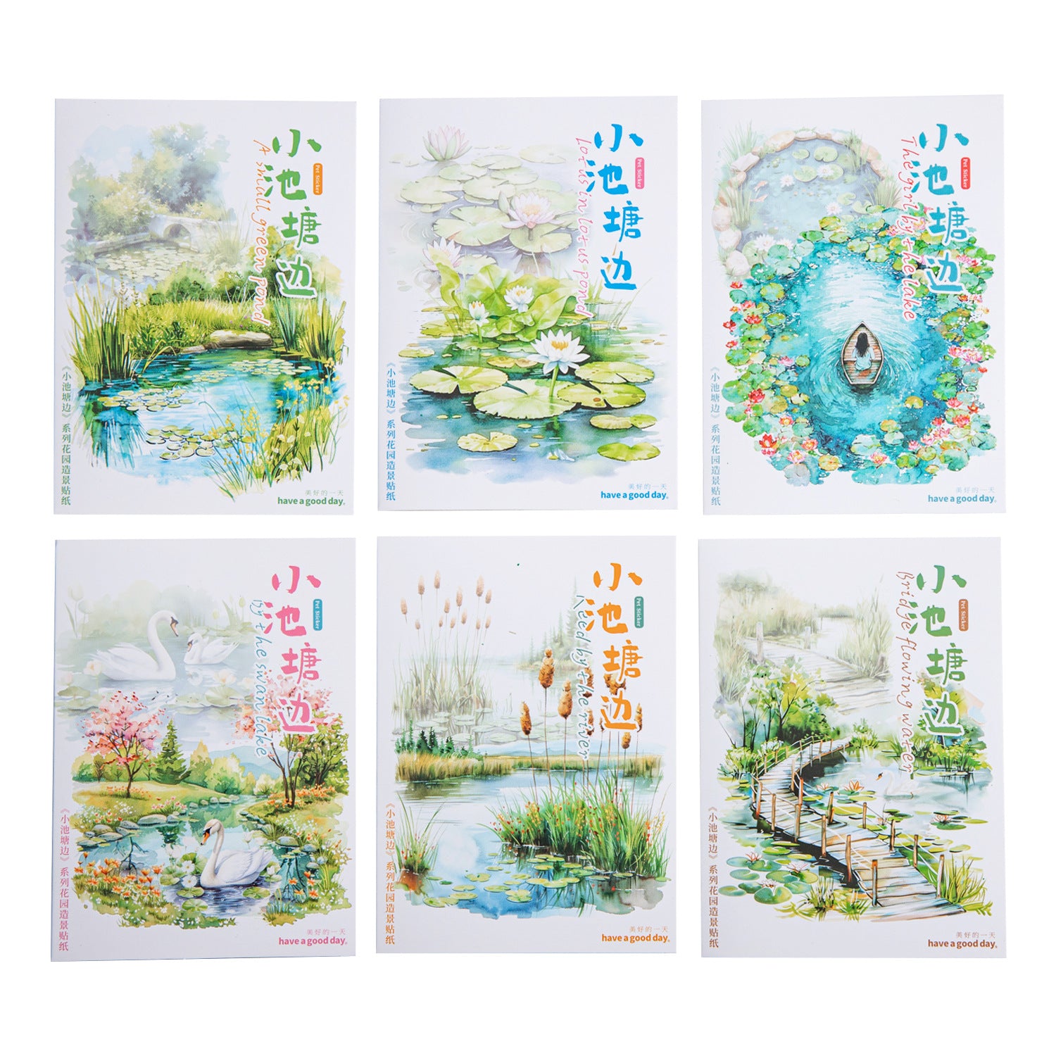 10 Pcs Pond Theme PET Stickers XCTB