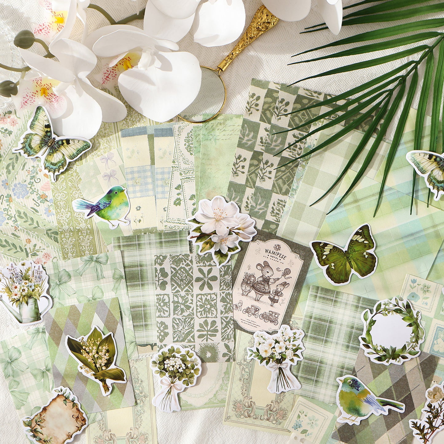 100 Pcs Junk Journal Paper ans Stickers Kit for Starter YFZX