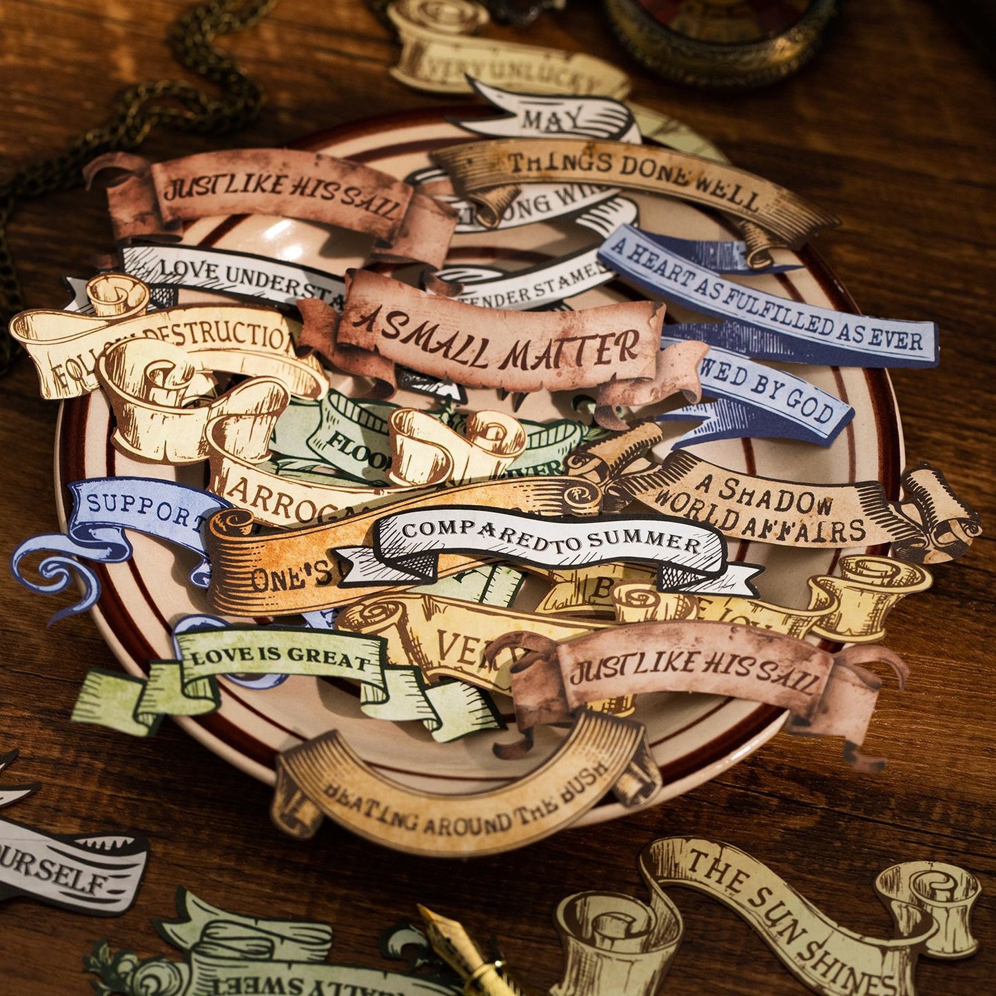 30 Pcs Vintage Words Label Stickers GDJX