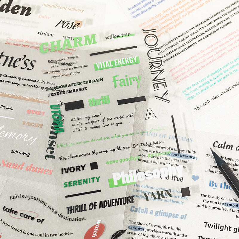 20 Sheets Quote PET Stickers Book WZZY