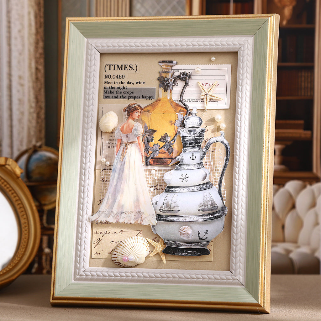 8 Pcs Rococo Glass Bottle Cardstock Stickers LKKDC