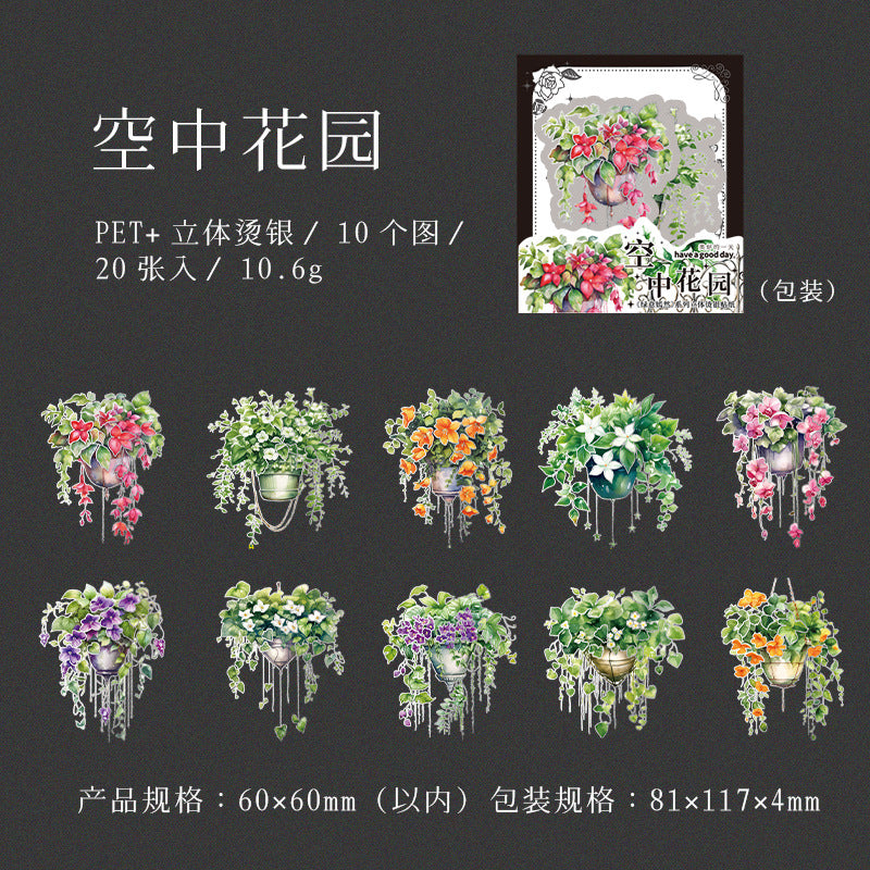 20 Pcs Flowers PET Stickers LYYR
