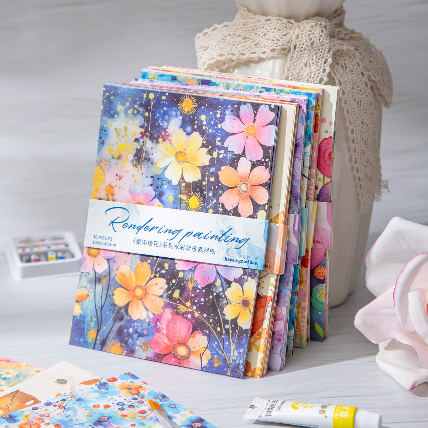 30 Pcs Watercolor Floral Journal Paper YRHH
