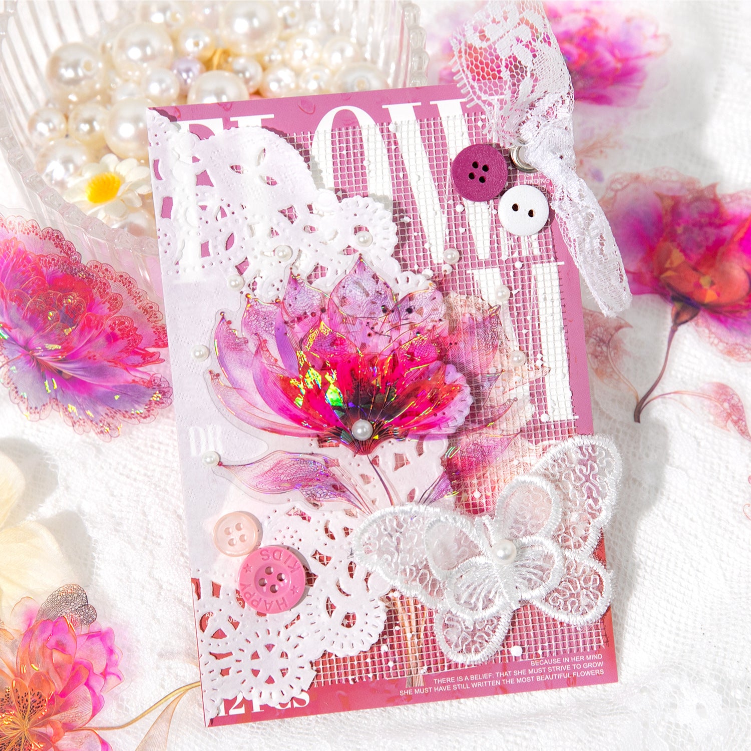 12 Pcs Fantasy Flower PET Stickers HJMX