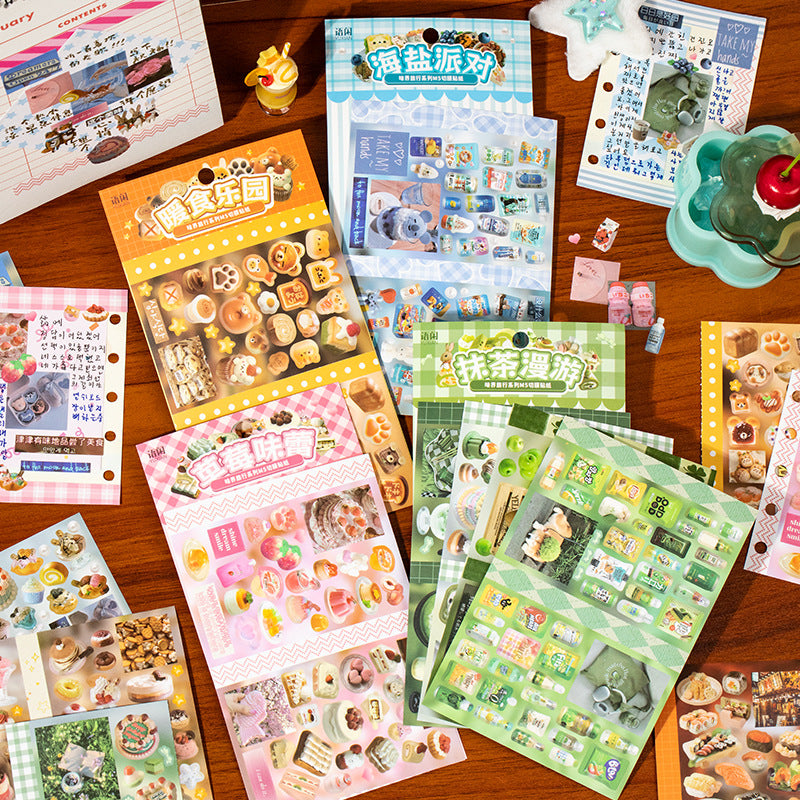 4 Sheets Food Theme Journal Stickers WJLX