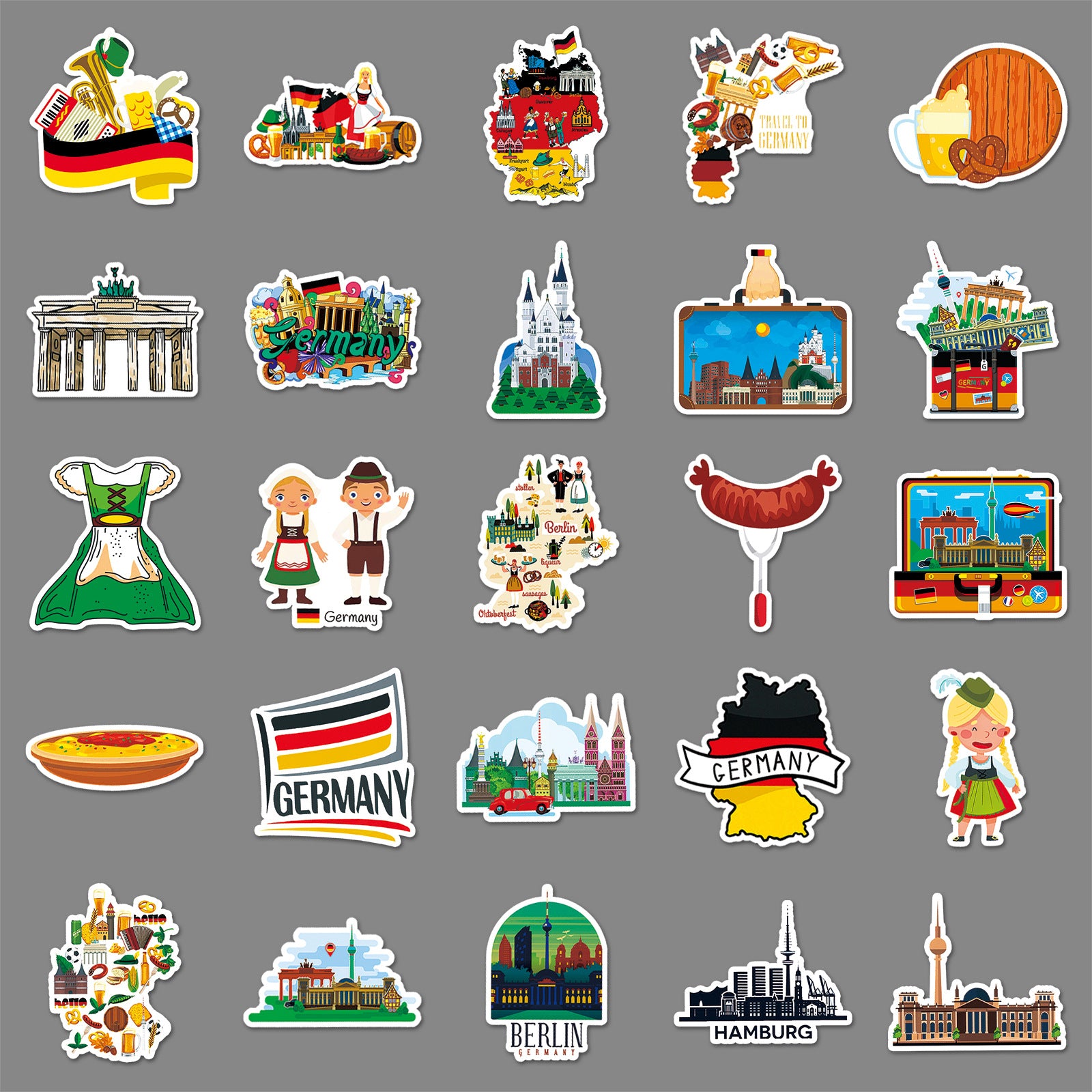 50Pcs Germany Travel Vinyl Stickers TRV05