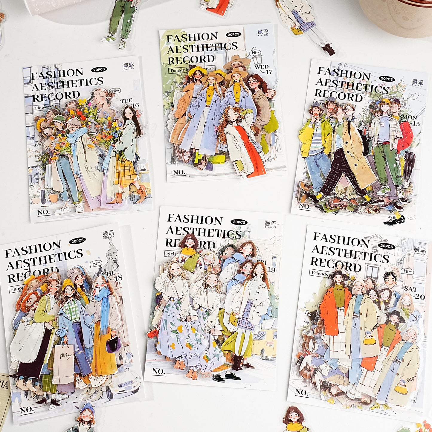 20 Pcs Urban Girl Boy PET Stickers CDMXL