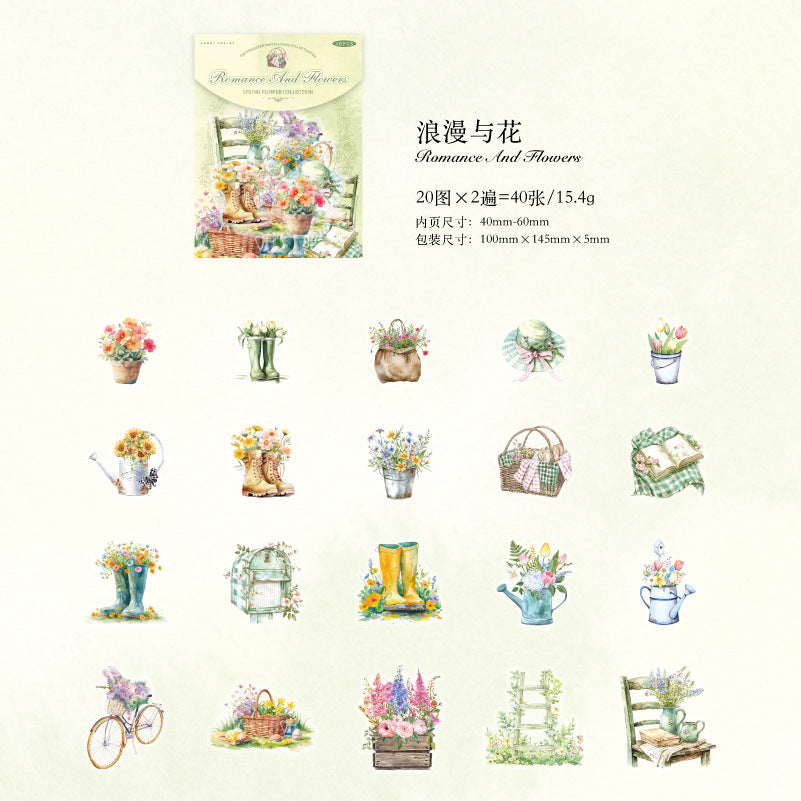 40 Pcs Garden Themed PET Stickers CRHJ