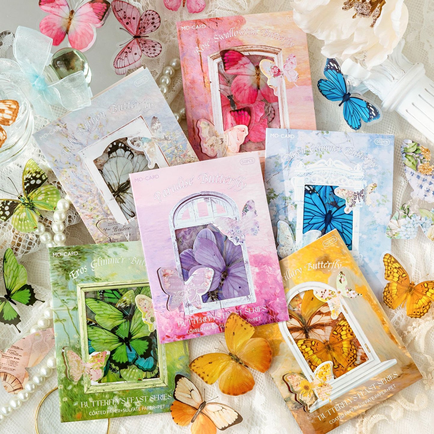 50 Pcs Vintage Butterfly Stickers HDDSY