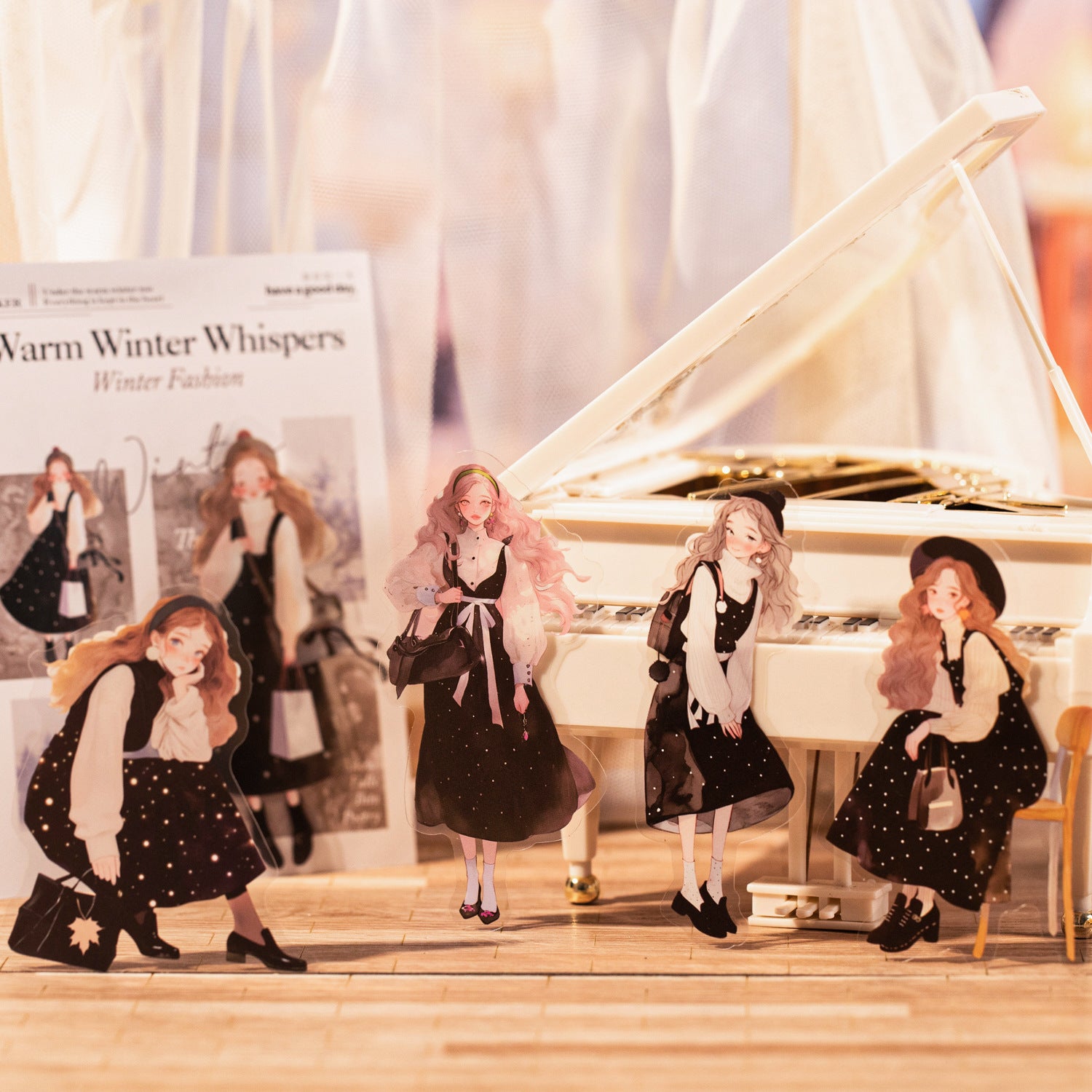 20 Pcs Winter Girl PET Stickers NDXY