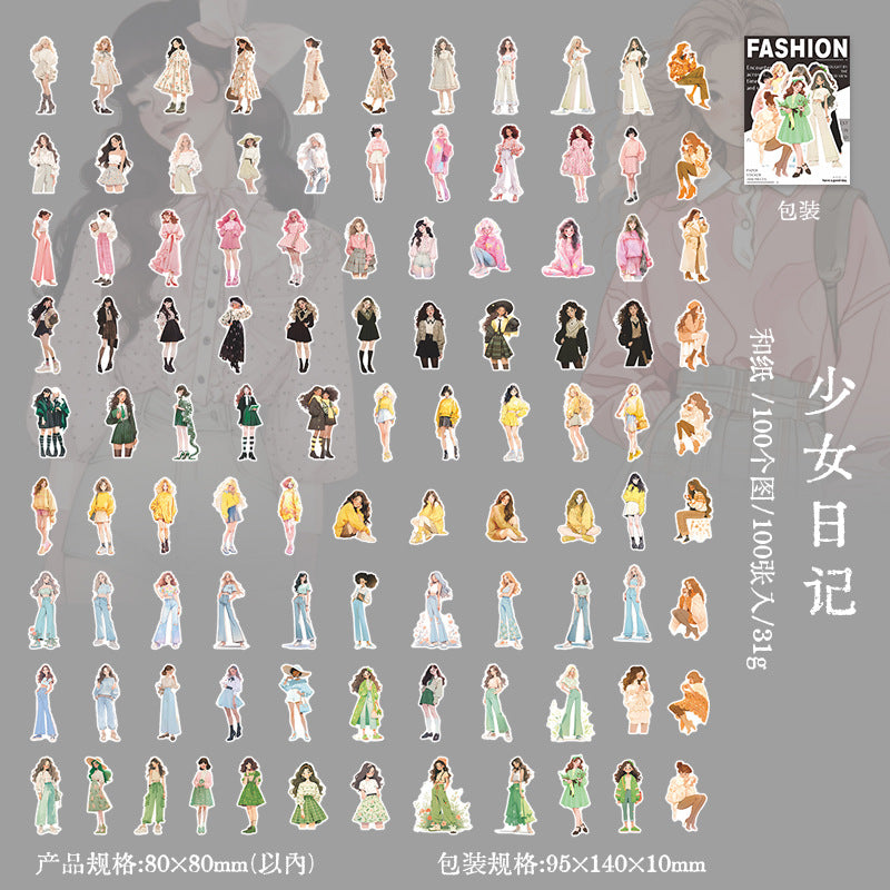 100 Pcs Vintage People Stickers KYSKXY