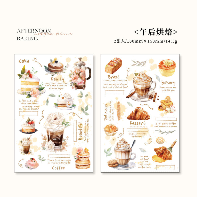 2 Pcs Coffee Time PET Stickers YBKFSJ