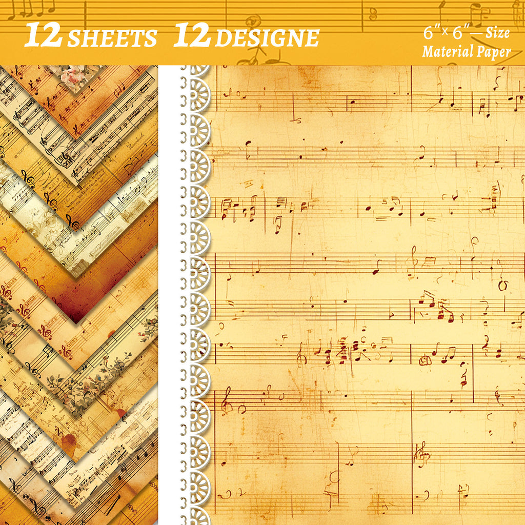 6 inch Music Sheet Scrapbook Paper Pad PA838