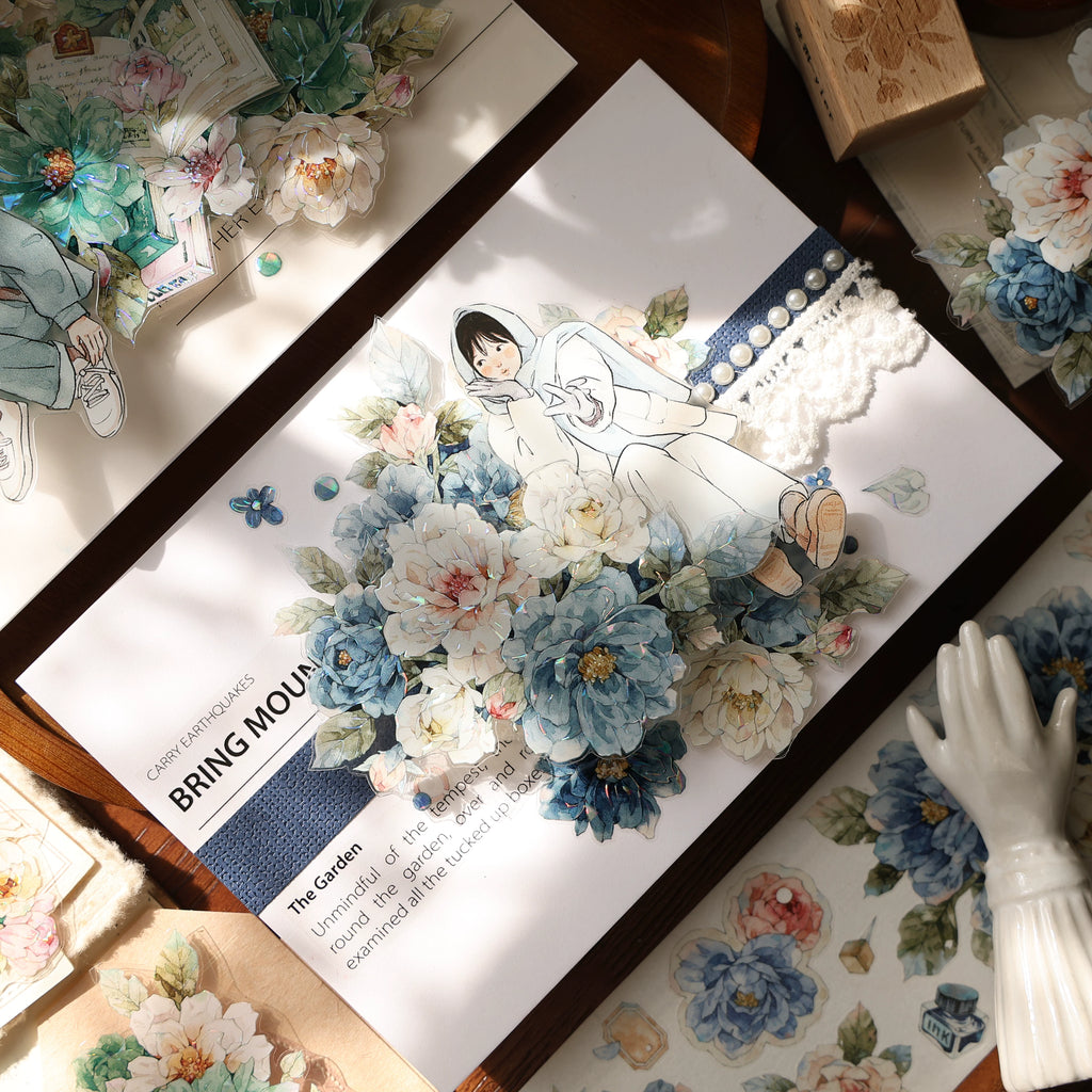Floral Decorative Tape Rolls- Drawn Viridian