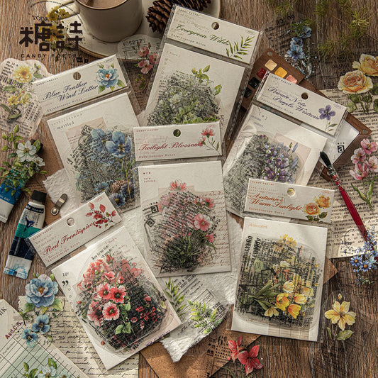 10 Pcs Flower Words PET Stickers WHTSJ