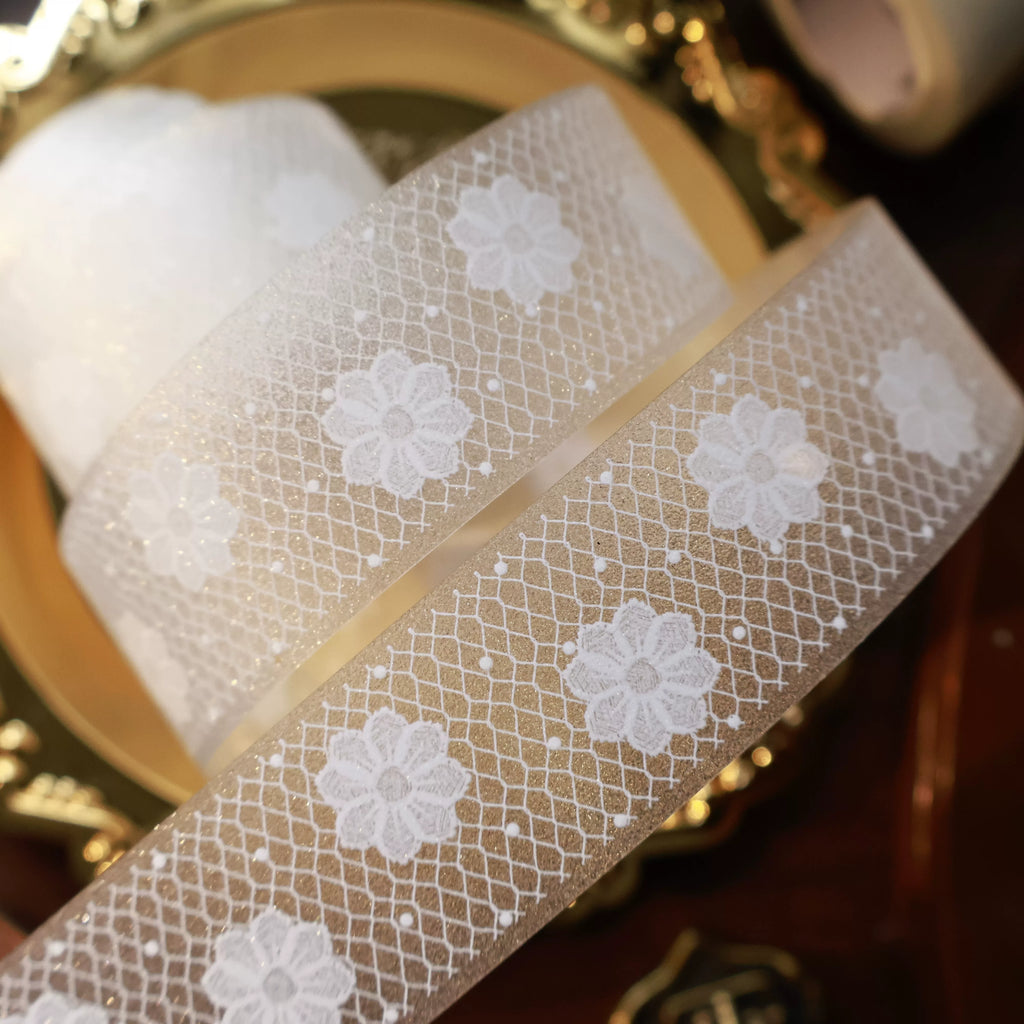 Floral Decorative Tape Rolls- Pure White Guipure