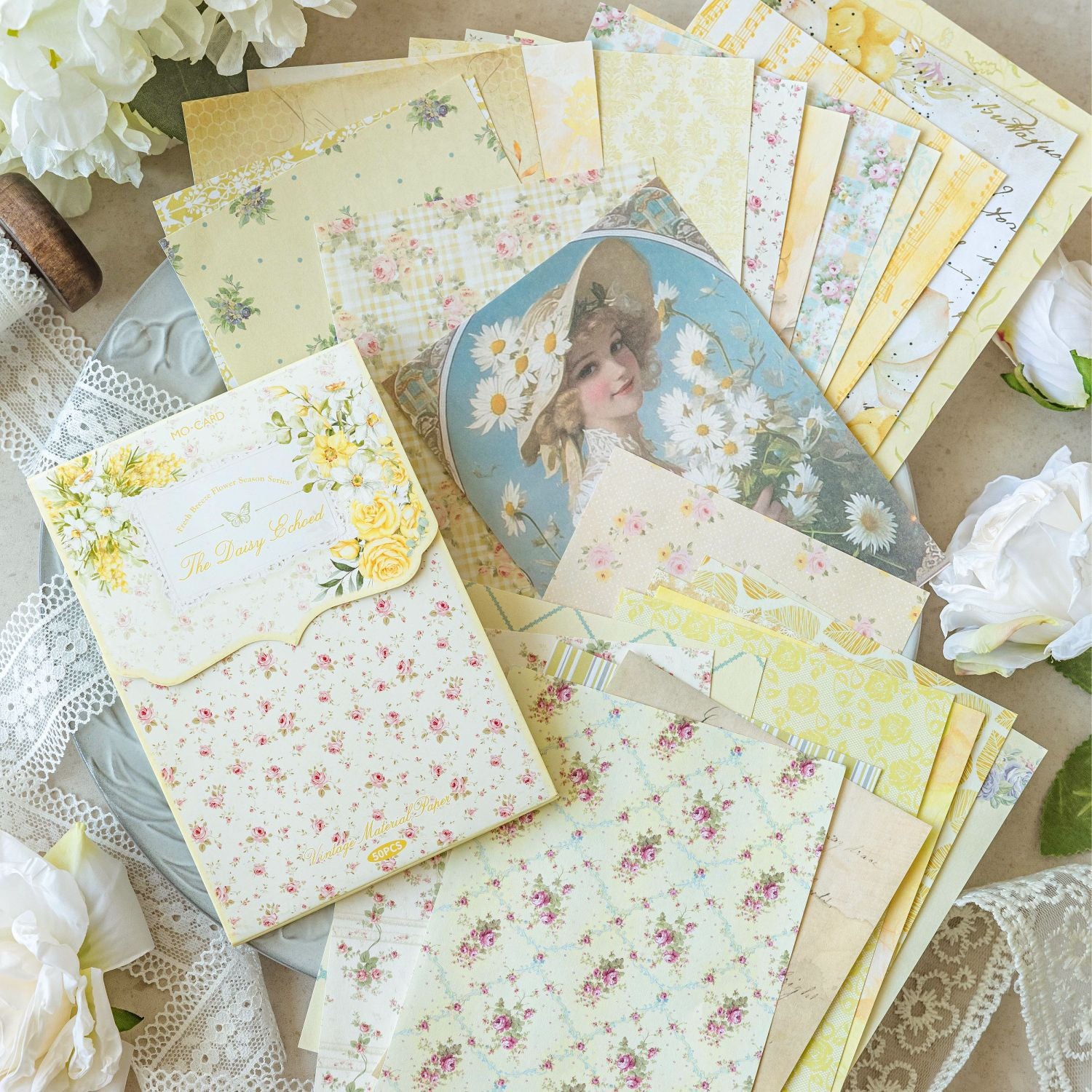50 Pcs Basic Floral Scrapbook Paper QFHJ