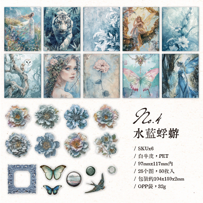 50 Pcs Fantasy Scrapbook Supplies Kit HDQL