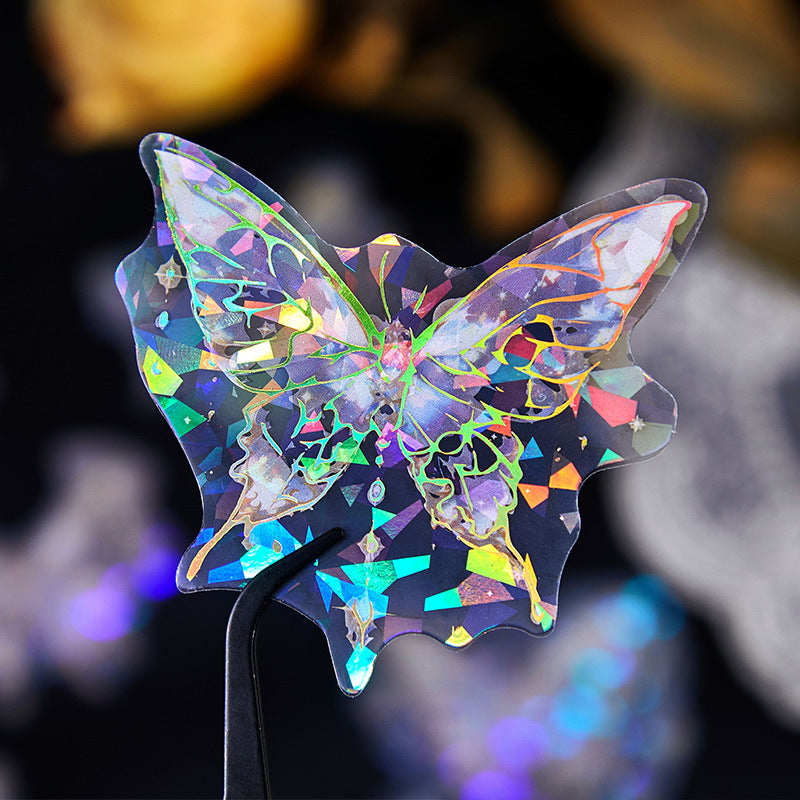 30 Pcs Shell Light Butterfly PET Stickers XMDL