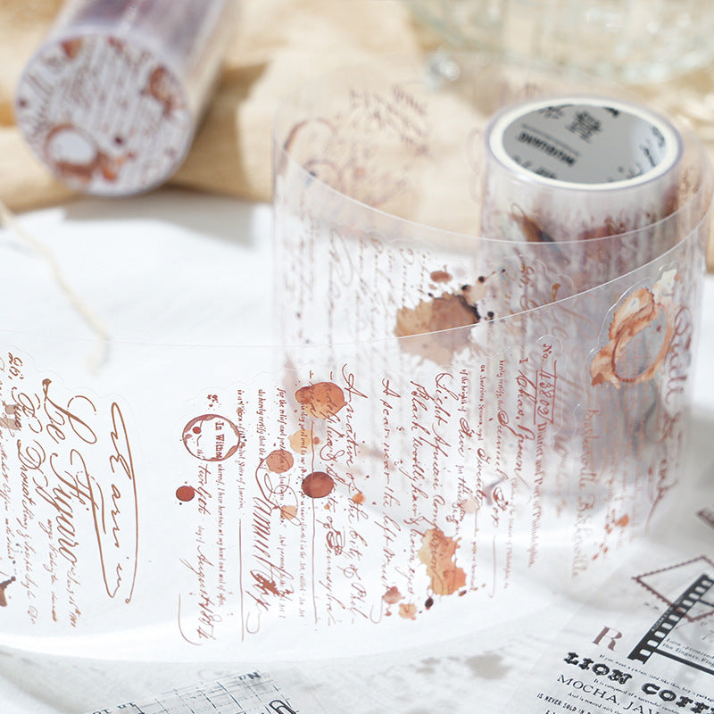 1 Roll Vintage Manuscript Theme PET Stickers Tape JYSZ