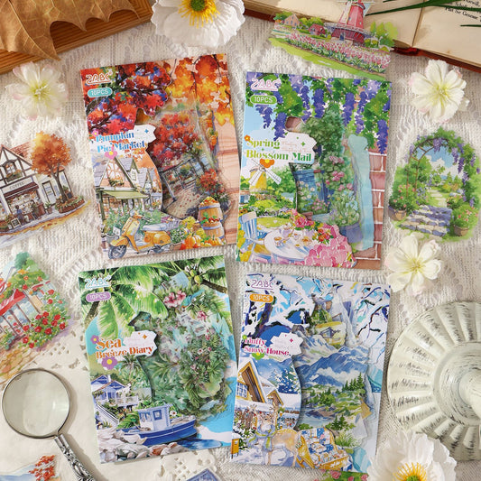 10 Pcs Seasonal Landscape PET Stickers SSQH