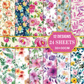 12 inch Watercolor Flower Scrapbook Paper Pad PAJ008