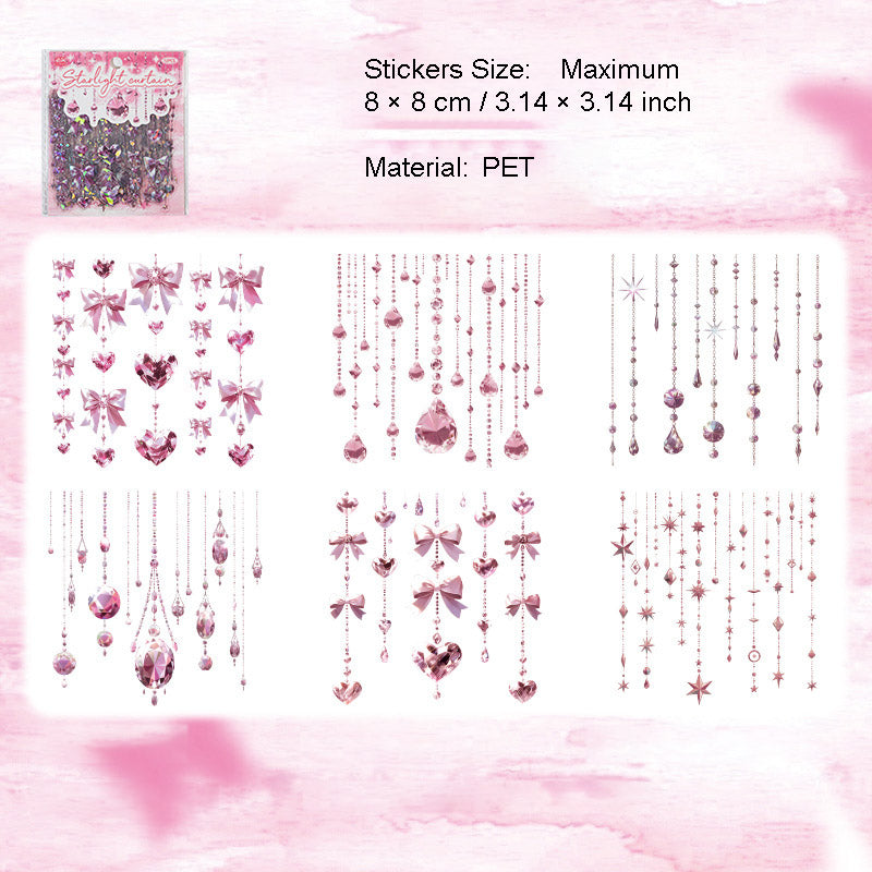 12 Pcs Gliter PET Stickers XGML
