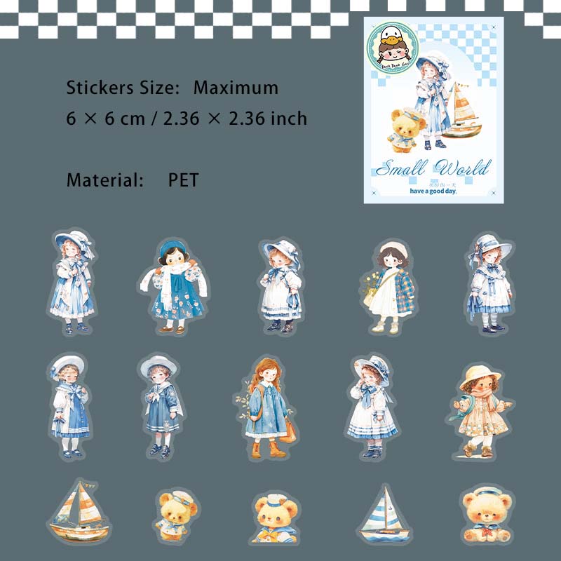 15 Pcs Cute Little Girl PET Stickers XXSJ
