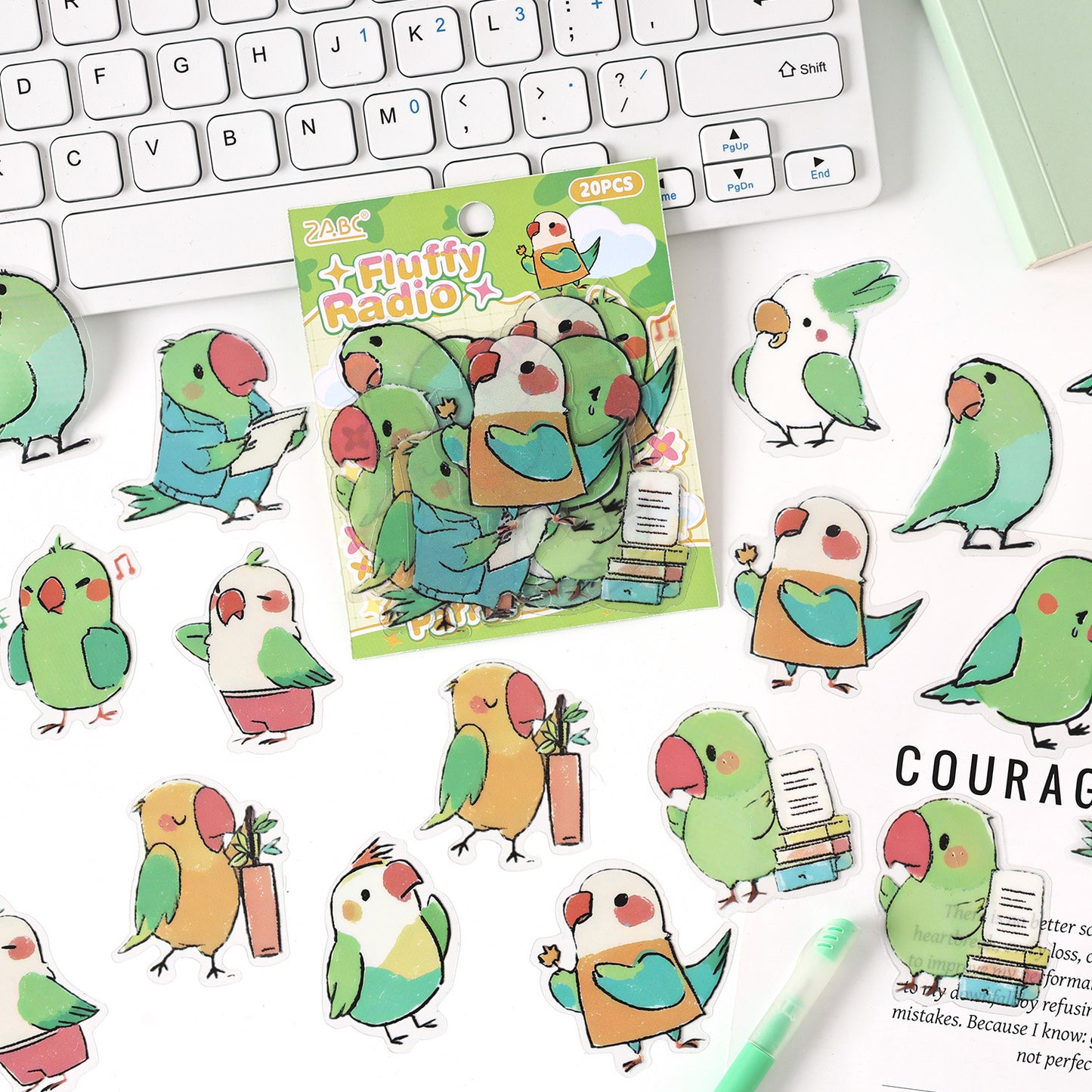 20 Pcs Cartoon Animal PET Stickers DWHXQ