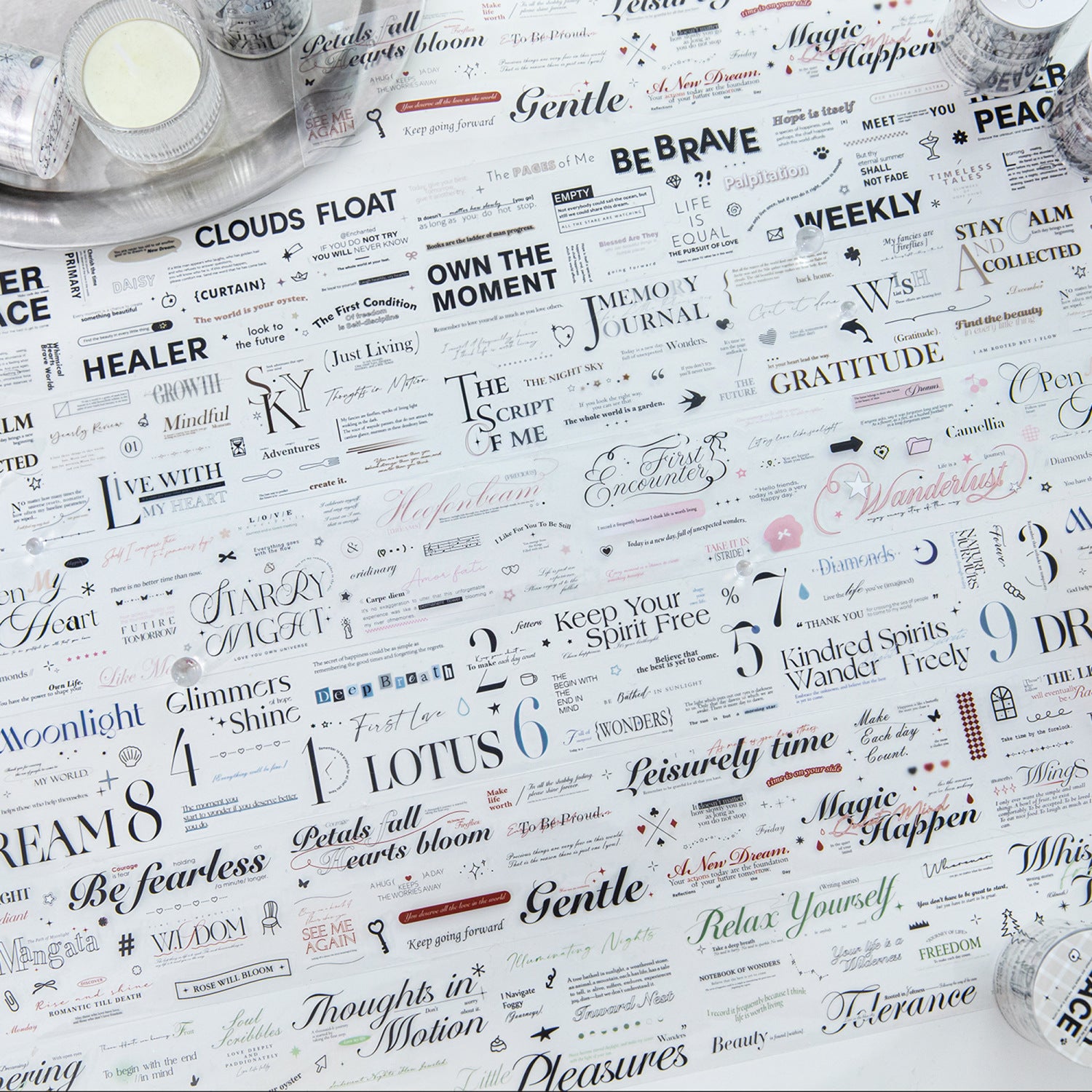 1 Roll Quote Words PET Stickers Tape LMXQ