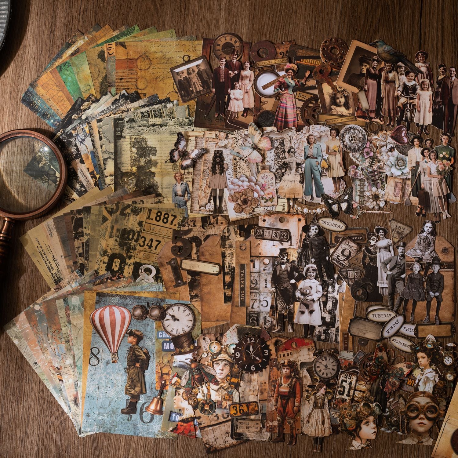55 Pcs Vintage Cardstock and Paper Kit FGSZ