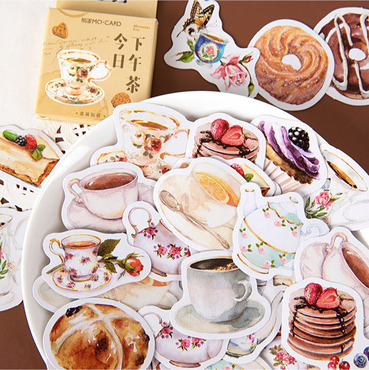 46 Pcs Small Coffee Tea Bread Stickers JRXWC