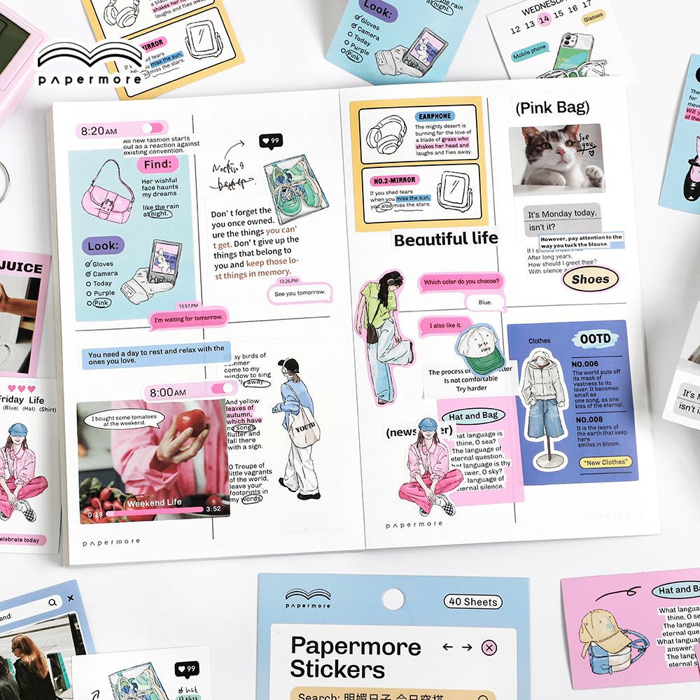 40 Pcs Lifestyle Journal Stickers MMRZ