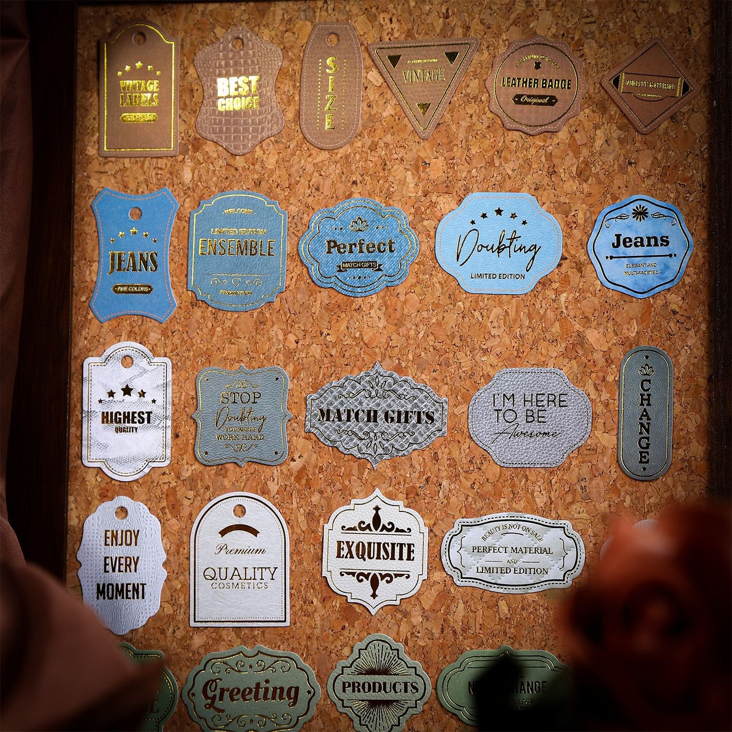 20 Pcs Vintage Leather Theme Label Stickers FPBQ