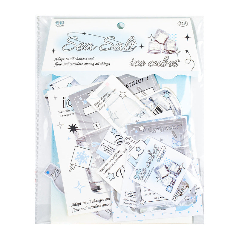 22 Pcs Ice Themed Journal Stickers and Paper HYBK