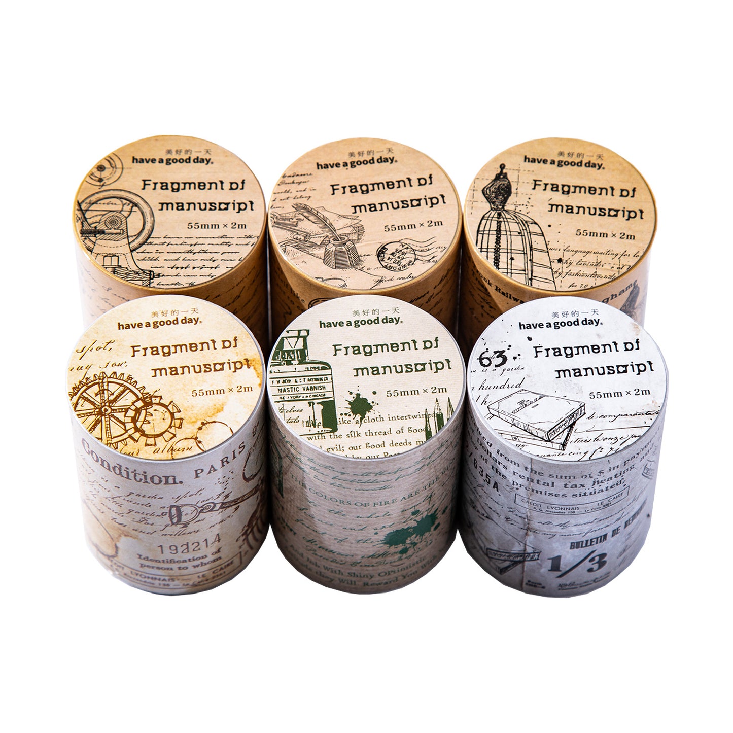 1 Roll Vintage Manuscript Washi Tape SGCP