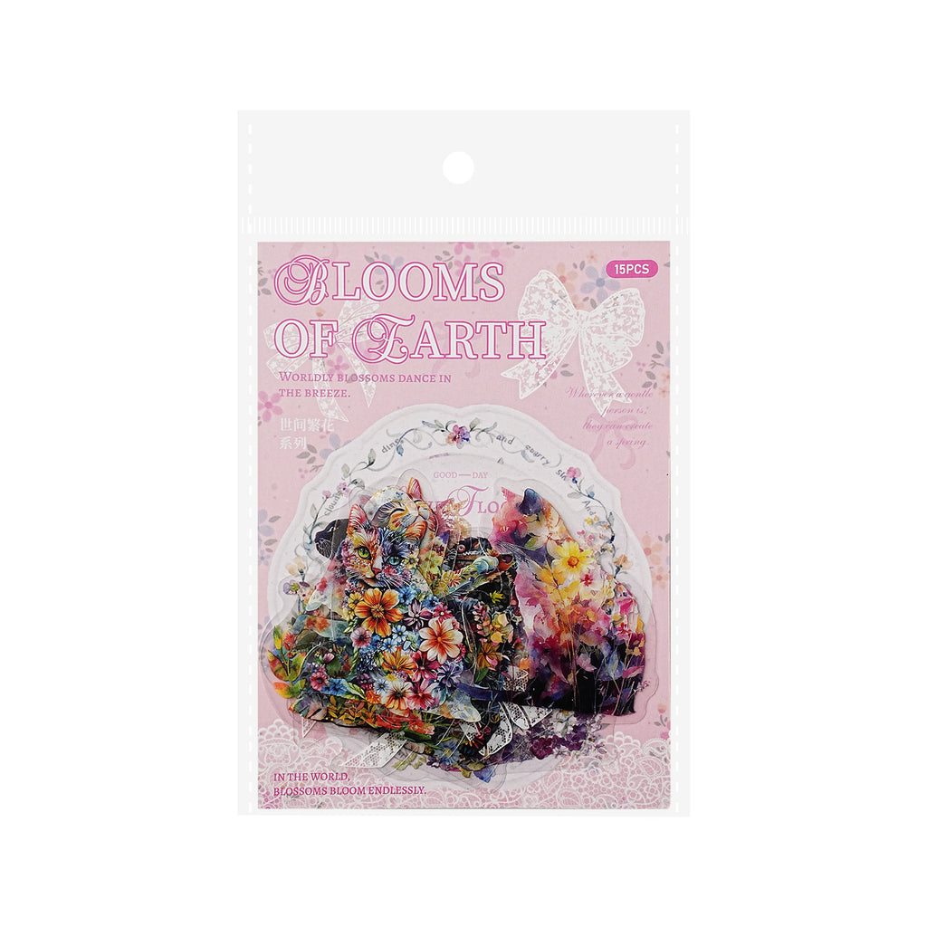 15 Pcs Floral Animal PET Stickers SJFH