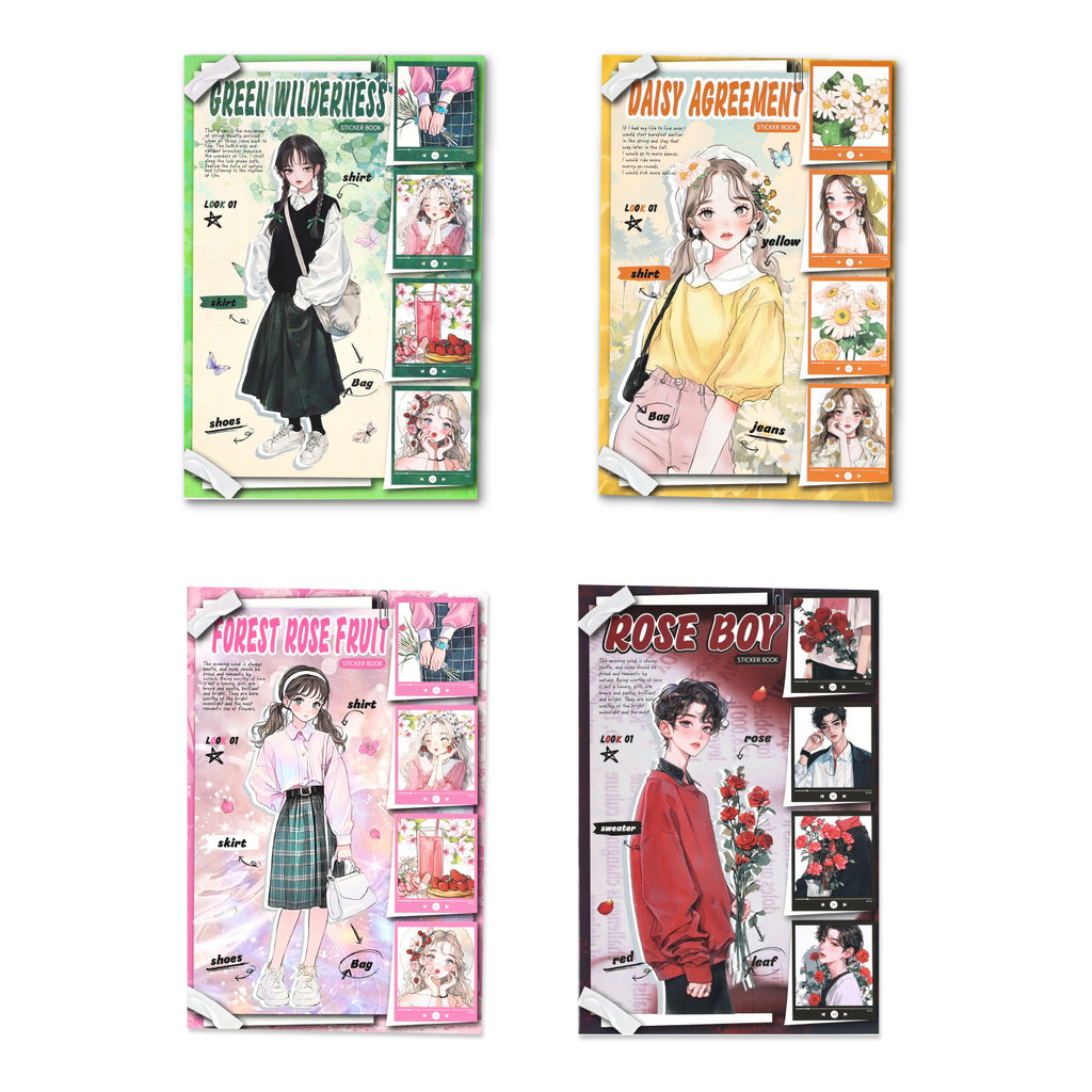 20 Pcs Flower Girl Boy Washi Stickers Book HYHS