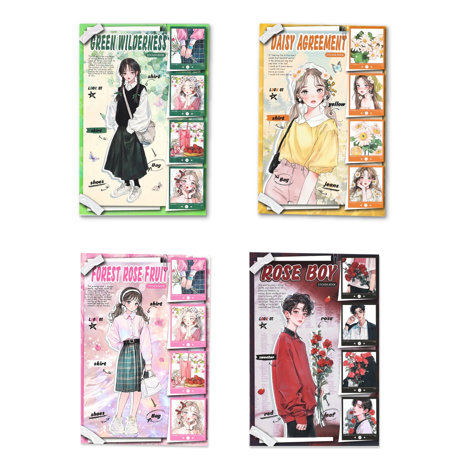 20 Pcs Flower Girl Boy Washi Stickers Book HYHS