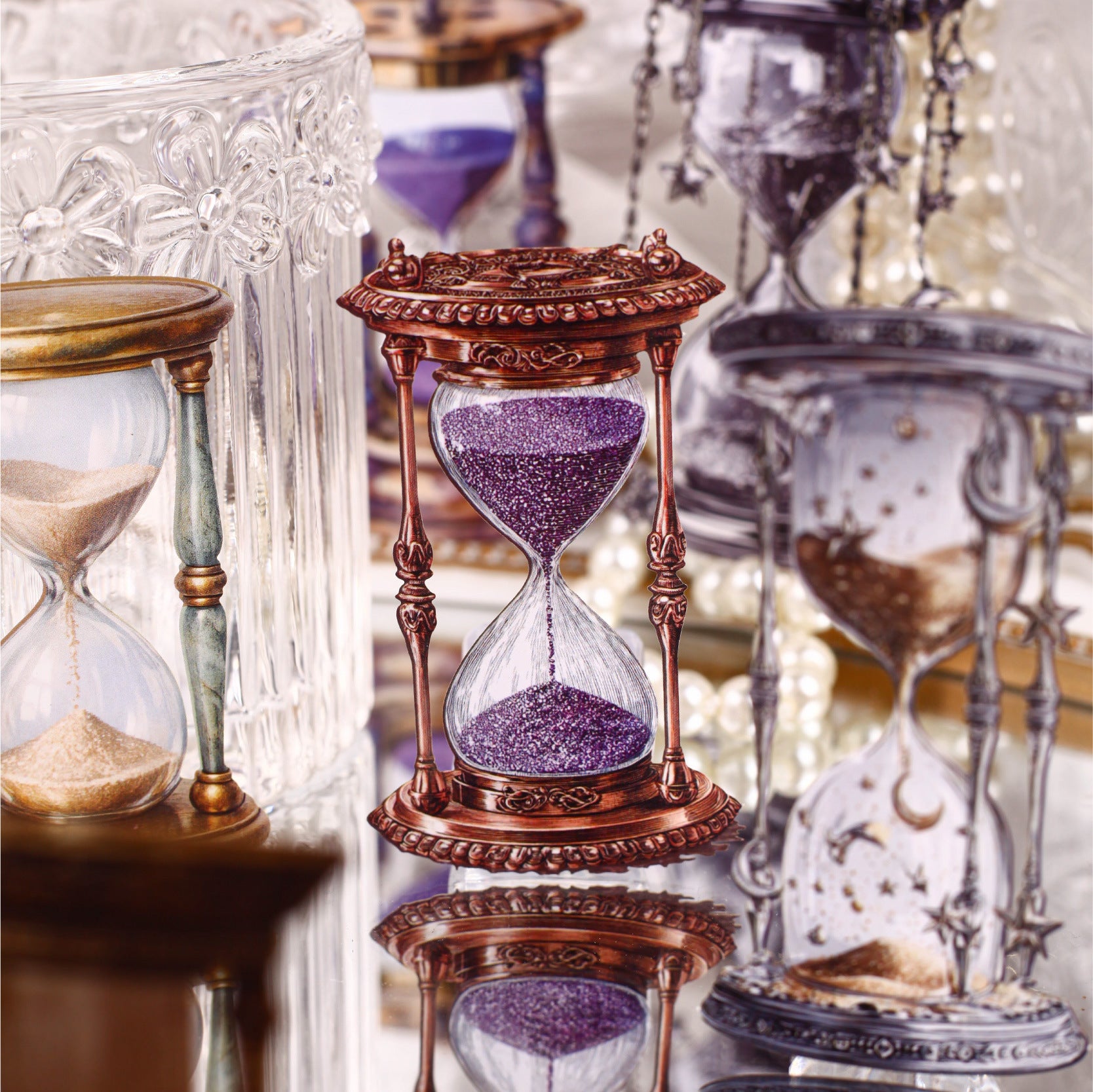 8 Pcs Vintage Hourglass Cardstock Sstickers LSXL