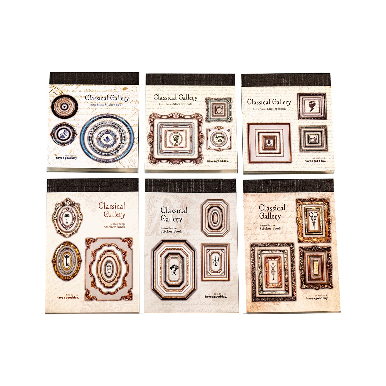 18 Sheets Vintage Frame PET Stickers Book GDBWG