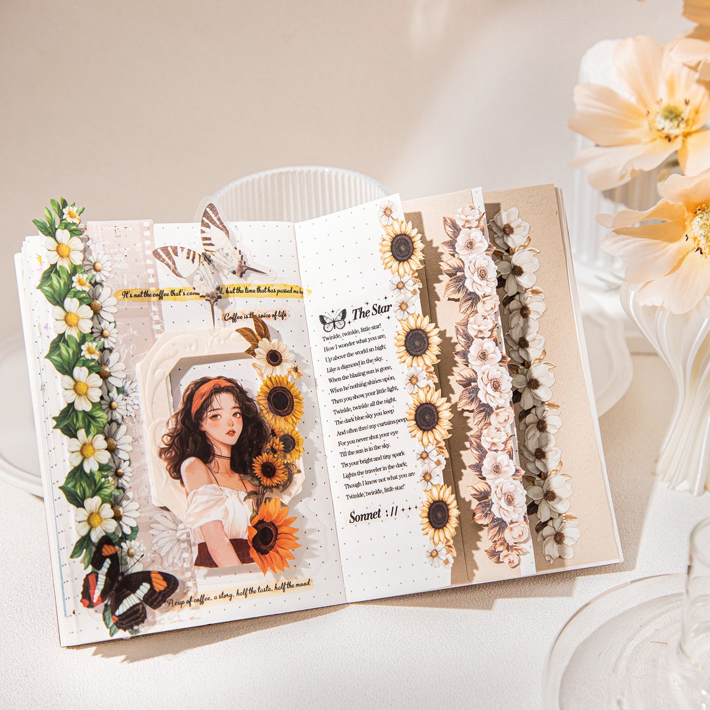 15 Pcs Vintage Flower Stickers LGHL